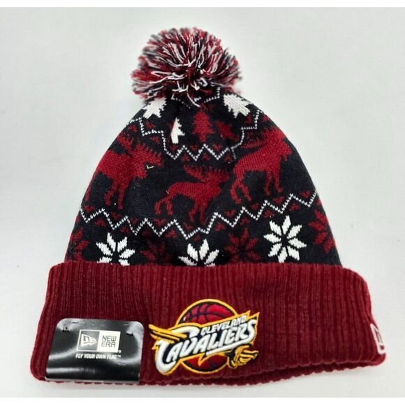 New Era Cleveland Cavaliers Reindeer Pom Beanie - One Size Fits All - Picture 1 of 4